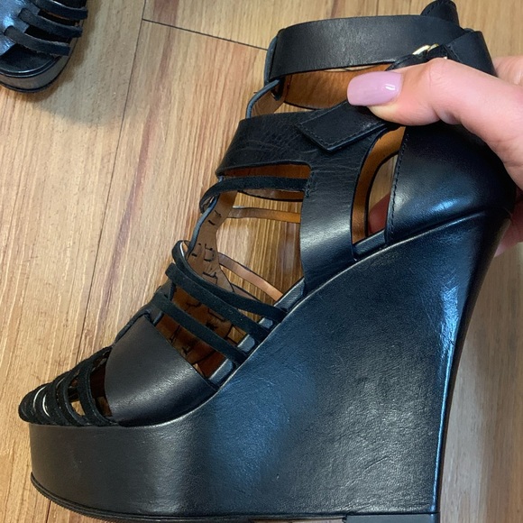 Givenchy Corinne Huarache Leather Sandal Wedges - Picture 13 of 16